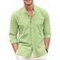 Bellstone Mens Casual Button Down Shirt | Cotton Luster Long Sleeves Shirts | Mandarin Collared Shirts Light Green