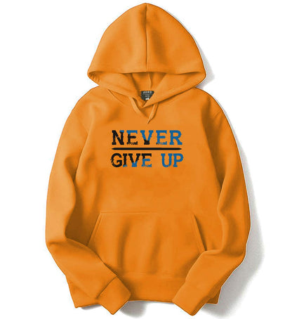 Adro Never Give Up Design Printed Hoodies/Sweatshirts For Men & Women (H20-M-Ngu-Mu_Mustard_S)