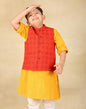 Fabindia Red Cotton Printed Nehru Jacket