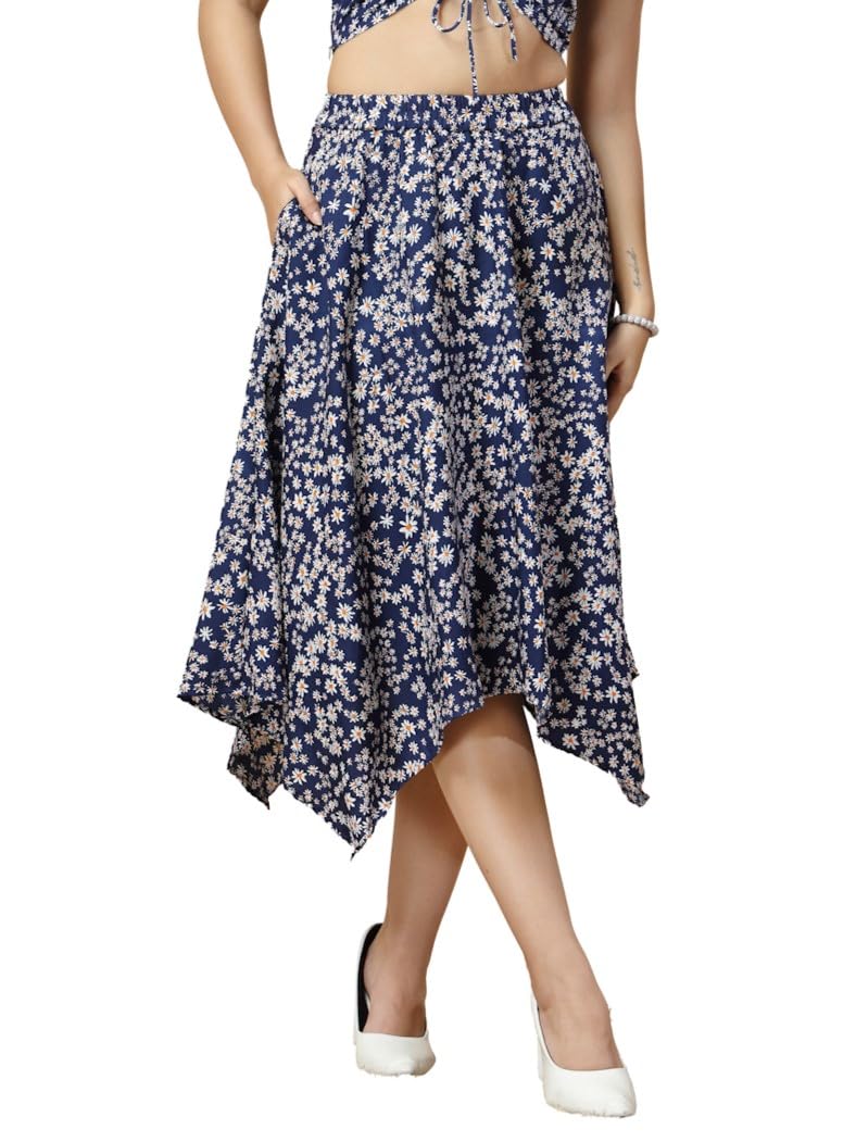 OOMPH! Long Skirts for Women Blue - msk180