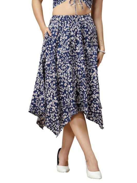 OOMPH! Long Skirts for Women Blue - msk180