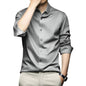 Deelmo MenS Stylish Solid Satin Casual Shirt For Men Full Sleeves| Poly Satin Silk Shirt Silver