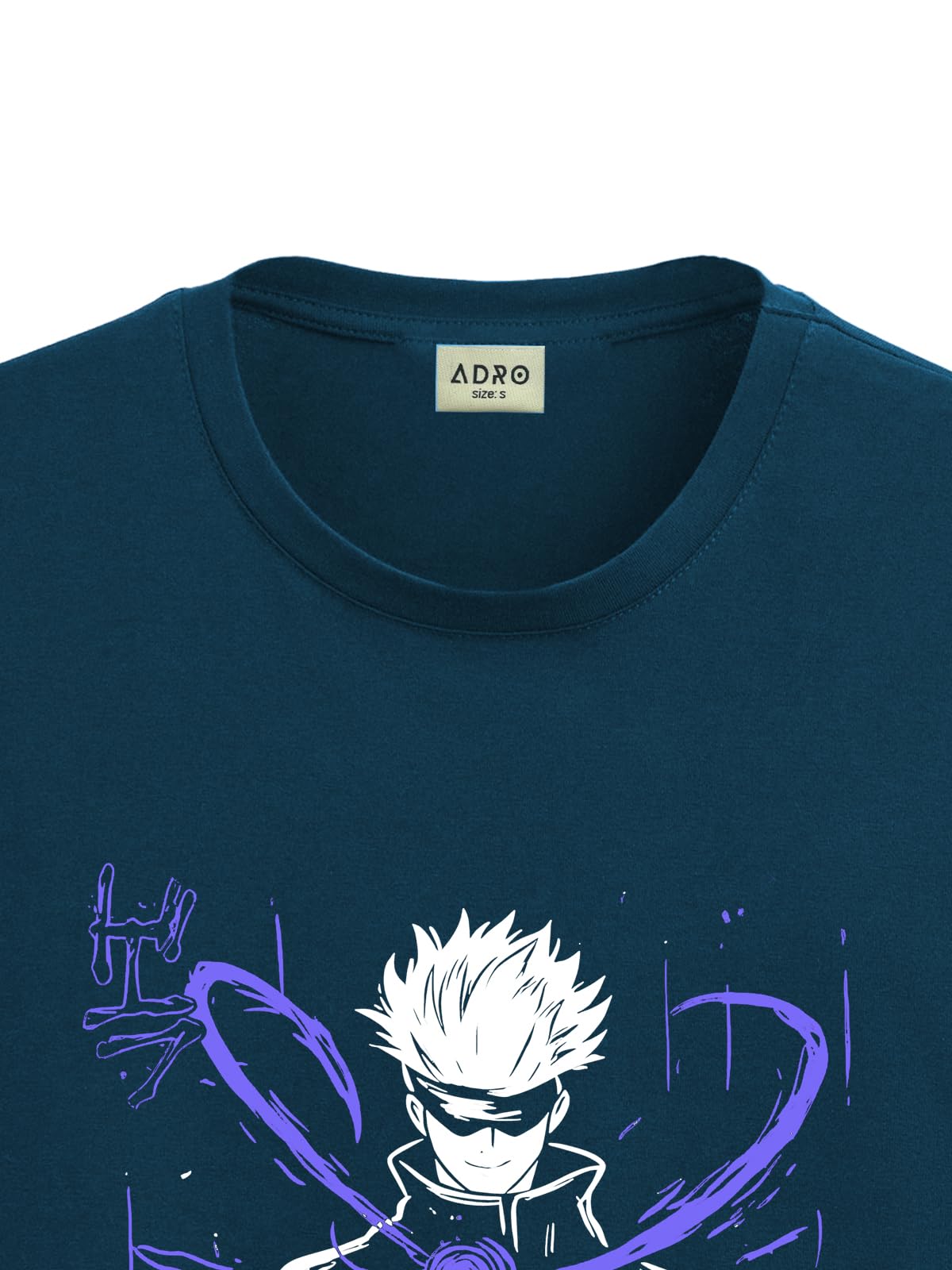ADRO Mens Anime T Shirt - Premium Cotton Anime Gojo Tshirt - Perfect for Anime Fans Print and Comfortable Fit Teal T-Shirt|RN24-