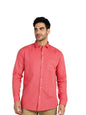 Mildin MenS Regular Cotton Blend Pink Slim Fit Solid Button Down Spread Collar Full Sleeve Curved Hemline Formal Shirt With One