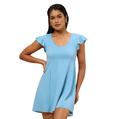 Bliss Swim Dress, Flutter Sleeves, High Back, UPF 40+, in-Built Cups