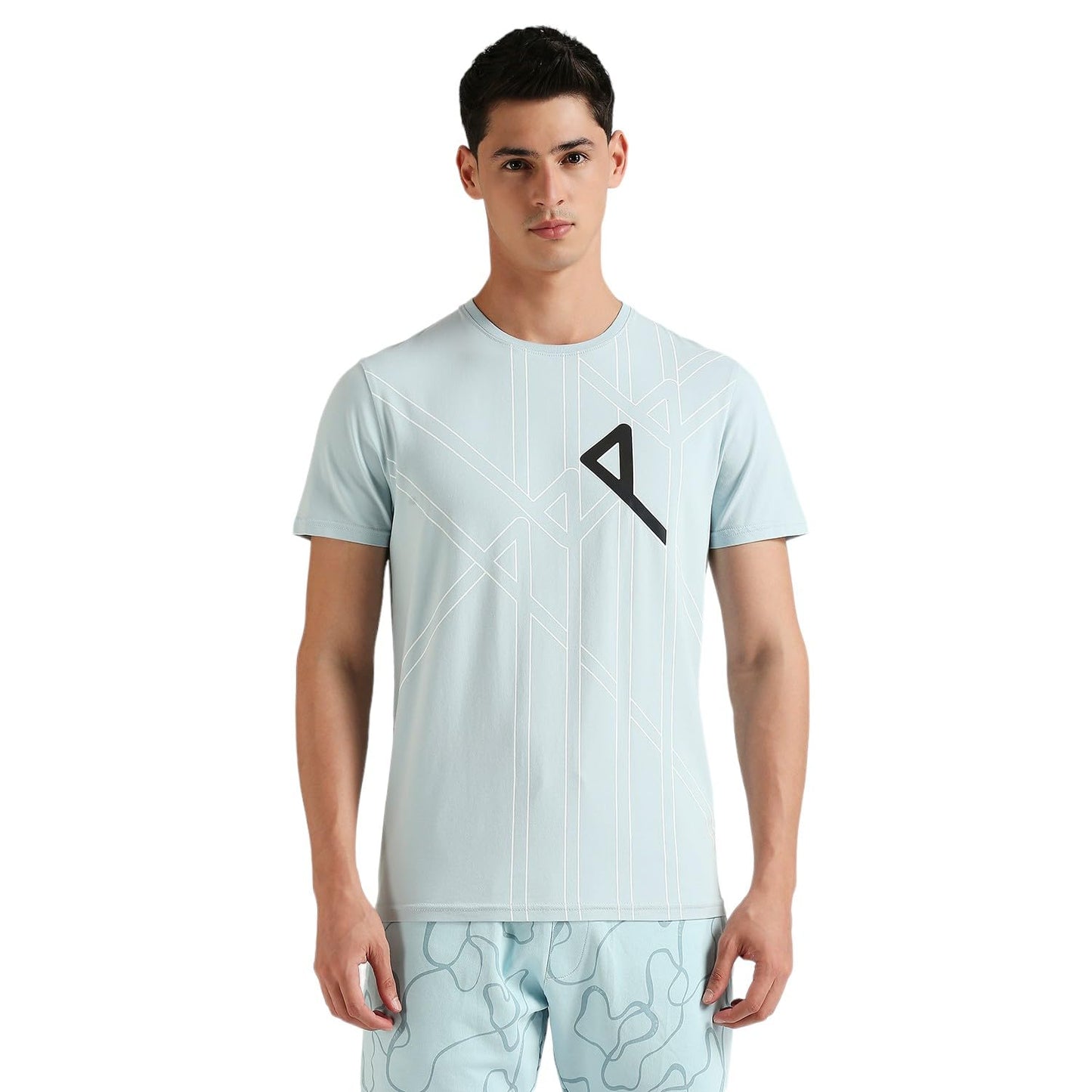 Pepe Jeans Nuwan Placement Print T-Shirt Pale Blue