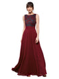 Miss Chase WomenS Round Neck Sleeveless Georgette Floral Lace Fit & Flare Maxi Dress Maroon
