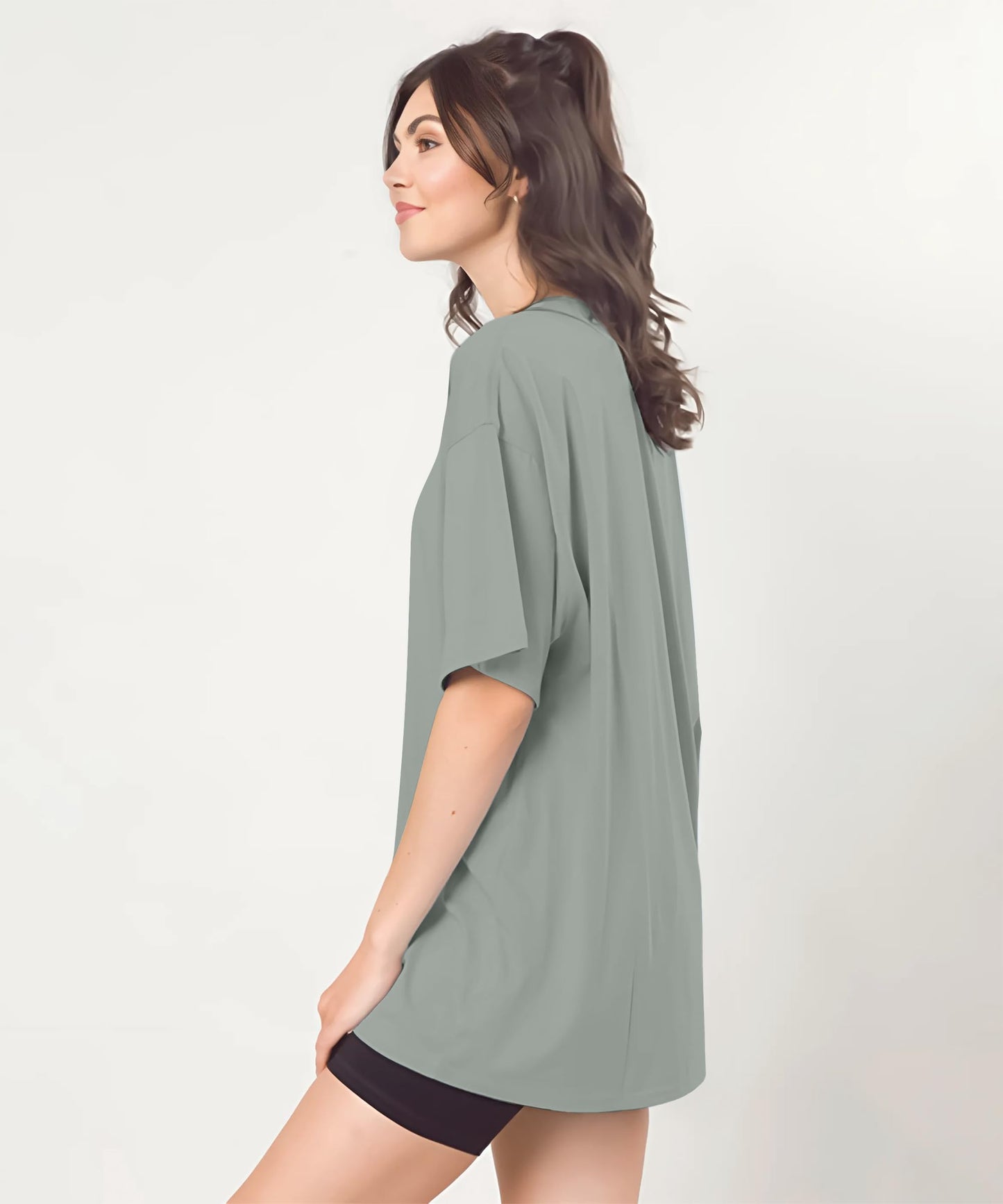 SHODOX Womens Cotton Blend Oversized Drop Shoulder Solid T-Shirt(Pack of 1)