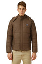 Dennis Lingo Men Charcoal Solid Regular Fit Full Sleeve Hooded Padded Jacket