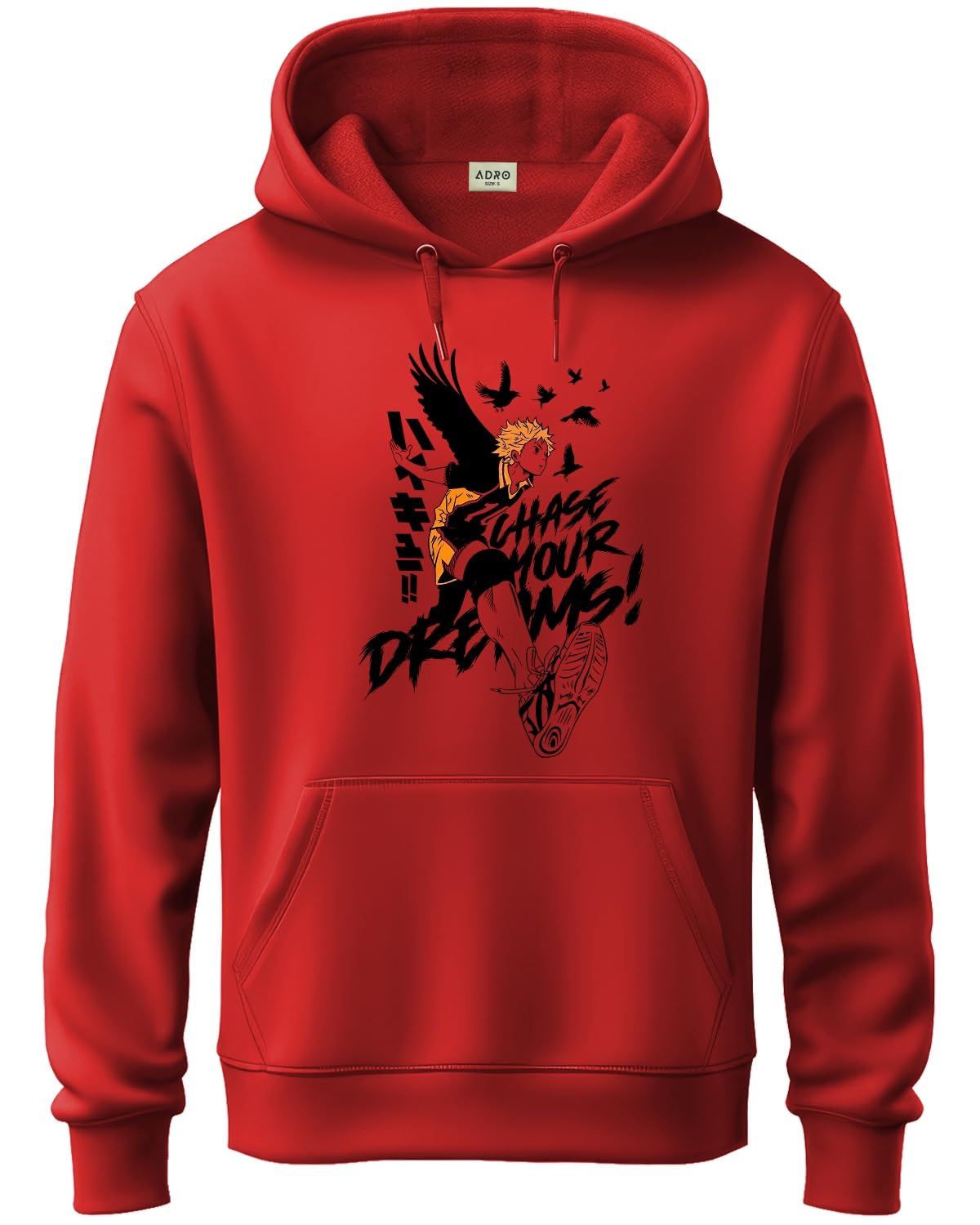 ADRO Mens Cotton Neck Hooded Sweatshirt (H24-M-DREAM-RD_Red