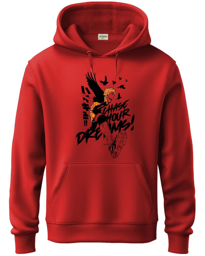 ADRO Mens Cotton Neck Hooded Sweatshirt (H24-M-DREAM-RD_Red