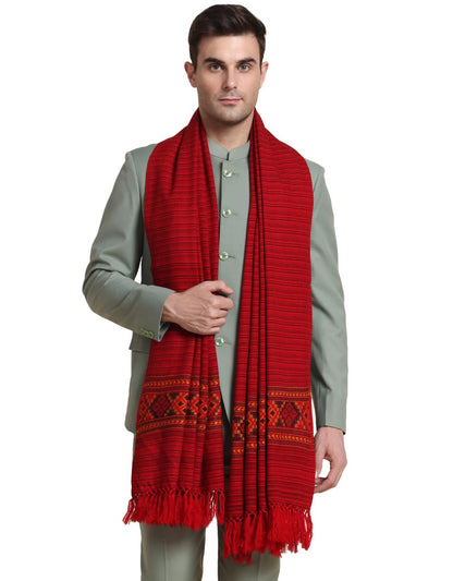 Weavers Villa Mens Acro Wool Blended Shawl - Handloom Woven Kullu Pattern - Stoles for Men - Gents Shawls - Soft & Warm Wrap -
