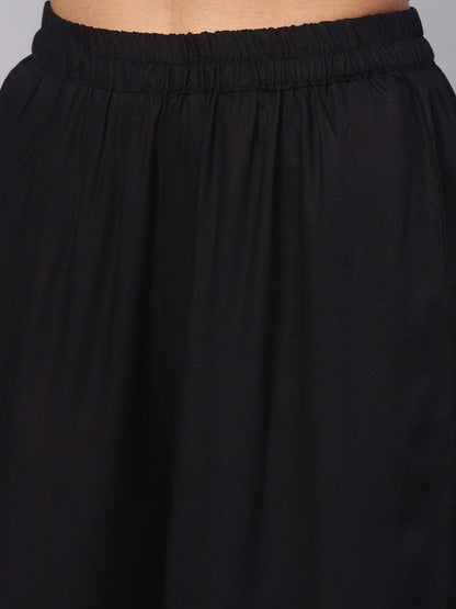 Idalia Embroidered Black Kurta With Palazzo Pants