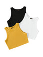 Toochki Tops for Woman | Spandex Top | Crop | Short | Western | for Jeans | Sleeveless | Stretchable | Pack of Three | Black-Whi