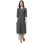 idaLia Sage Blue Floral Printed Kurta