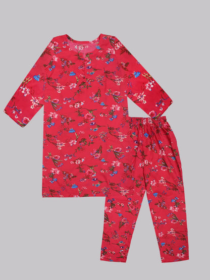 A.T.U.N. (ALL THINGS UBER NICE) Girls Floral Printed 3/4 Sleeve Kurti and Pant Set | Stylish Traditional Ethnic Wear Salwar Suit