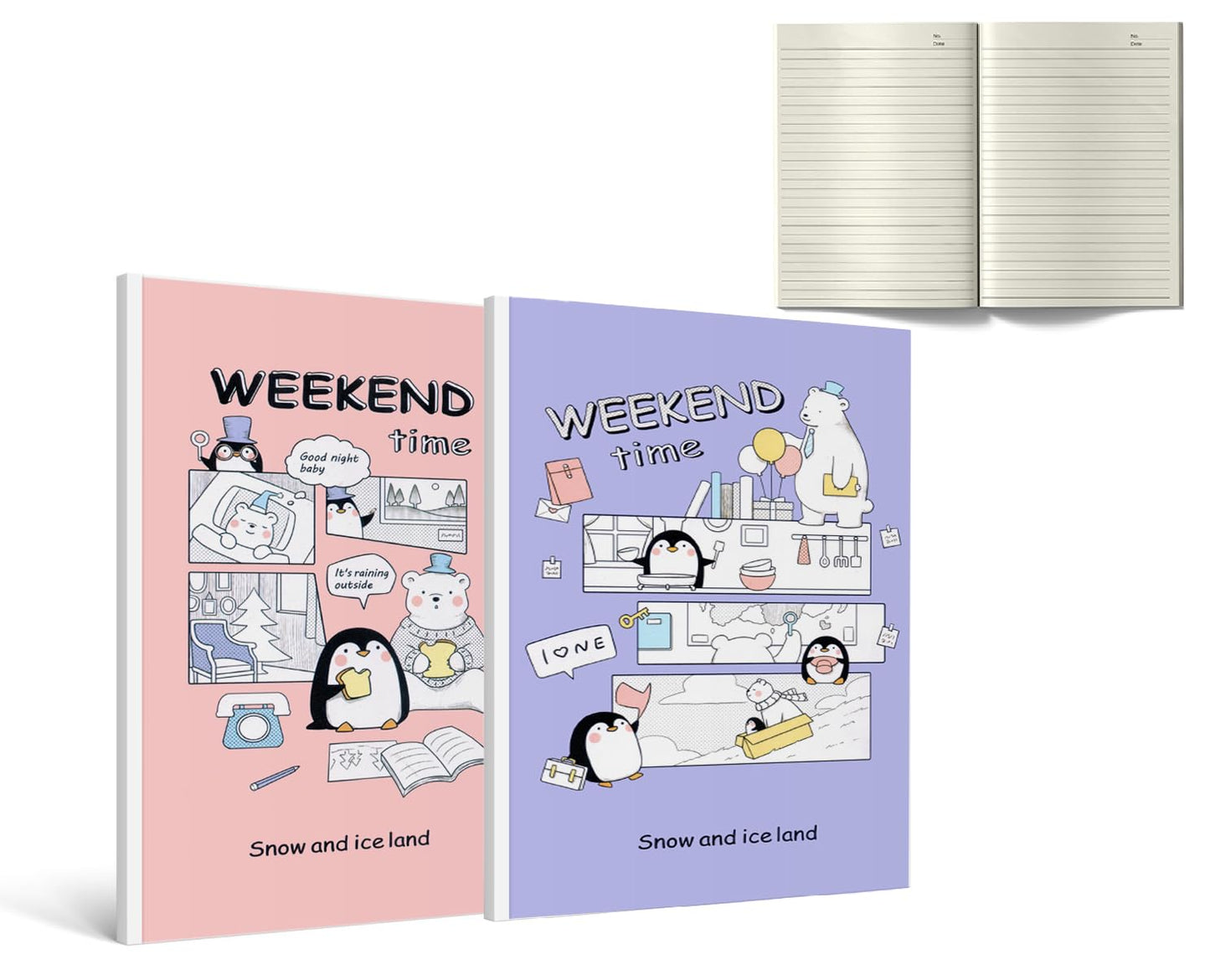 Accuprints Pack Of 2 Ruled 96 Pages Notebook Soft Bound Diary | 48 Leaf | Size 9.75 X 7 Inch | Single Line Ruled Notebook For Sc