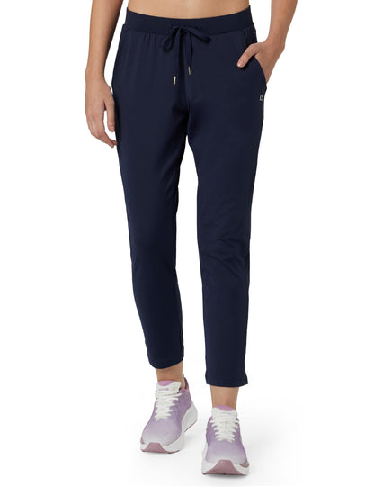 Enamor Athleisure Womens Mid Rise Relaxed Fit 7/8 Length Quick Dry 4 Way Stretch Antimicrobial Smart Active Travel Pants - E068-