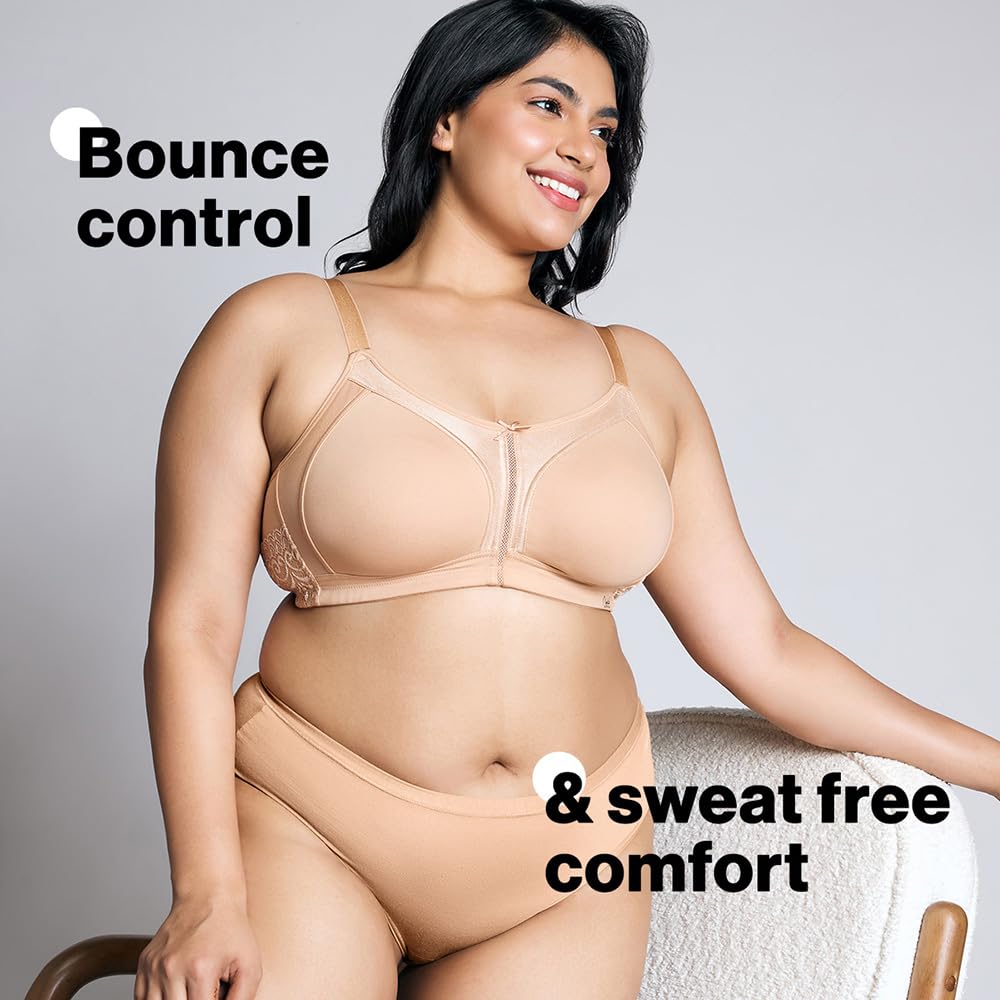 NYKD (NYB101 Cotton Non Padded & Non Wired Everyday Bra for Women | M-Frame Structure for Bounce Control with Full Coverage & Su