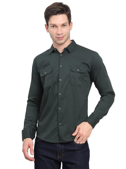 Shasmi Mens Double Pocket Cotton Shirt | Formal | Office Wear | Plain | Full Sleeve - Slim Fit Shirt for Men | Shirt for Men |