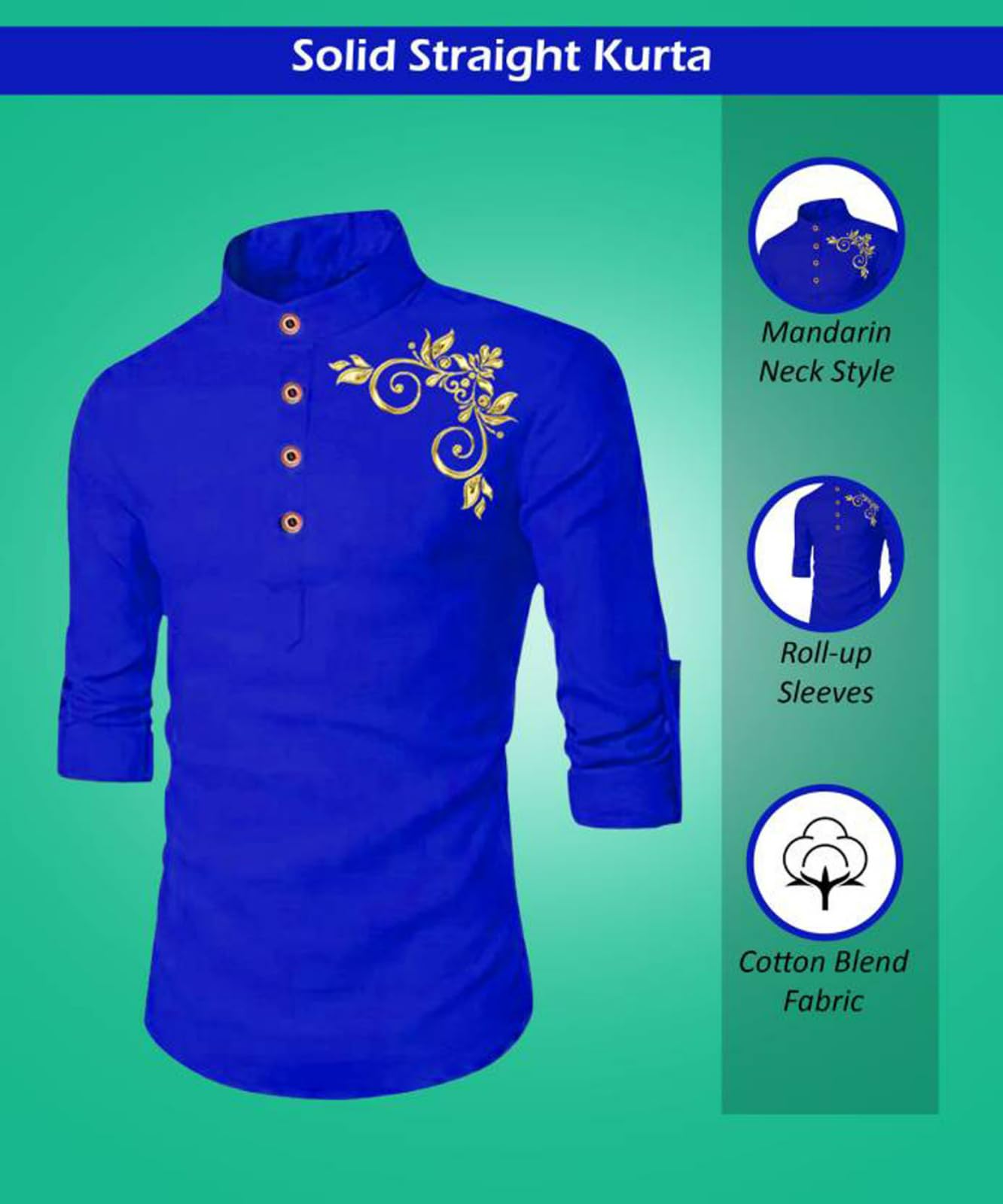 Deelmo MenS Full Sleeve Short Kurta Shirt With A Trendy Mandarin Collar Crafted From A Premium Cotton Blend For Comfort Ideal F