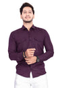 Rebelify MenS Cotton Shirt With Pockets Full Sleeves Spread Collar Solid Pattern Botton Down Closure Regular Fit And Standard L
