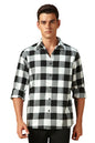 Dennis Lingo Men Flannel Check Cotton Relaxed Fit Full-Sleeves Shirts Black