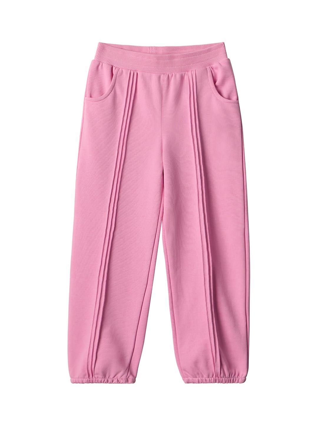 The Souled Store Solid Joggers: Rosy Pink Girls Drawstringed Regular Fit Cotton Joggers (2-8 Yrs)