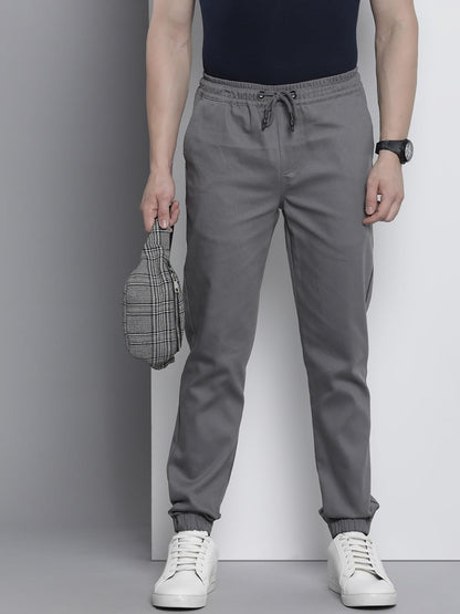 The Indian Garage Co Men Slim Fit Solid Mid-Rise Stretchable Chino Joggers