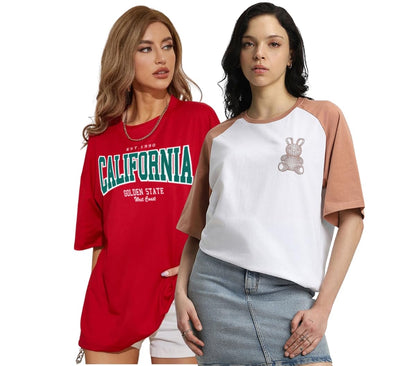 Juneberry Pure 100% Cotton Oversized Loose Baggy Fit Drop Shoulder Latest Aesthetic & Cool Graphic Prinred Half Sleeve T-Shirts