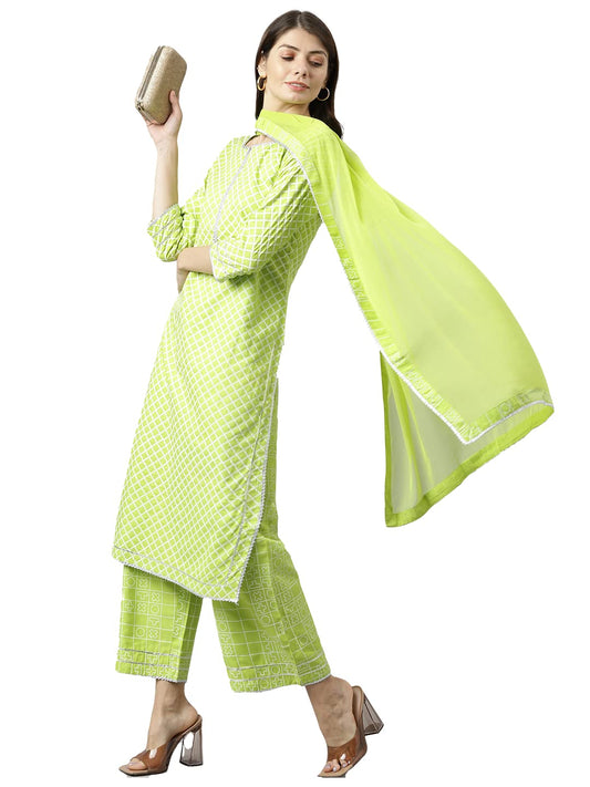 ANNI DESIGNER Women's Polycotton Straight Kurta with Palazzo & Dupatta (Kairav_NEW01)