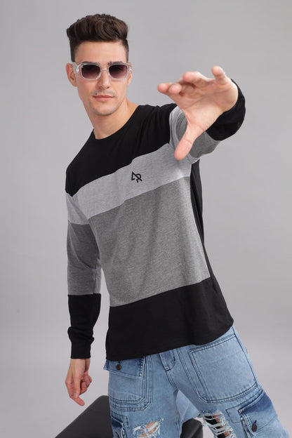 ADRO Full Sleeve Tshirt for Men | Colorblock T Shirt for Men | 100% Cotton Tshirt | Full Sleeve T-Shirt | Mens Full Sleeves T Sh