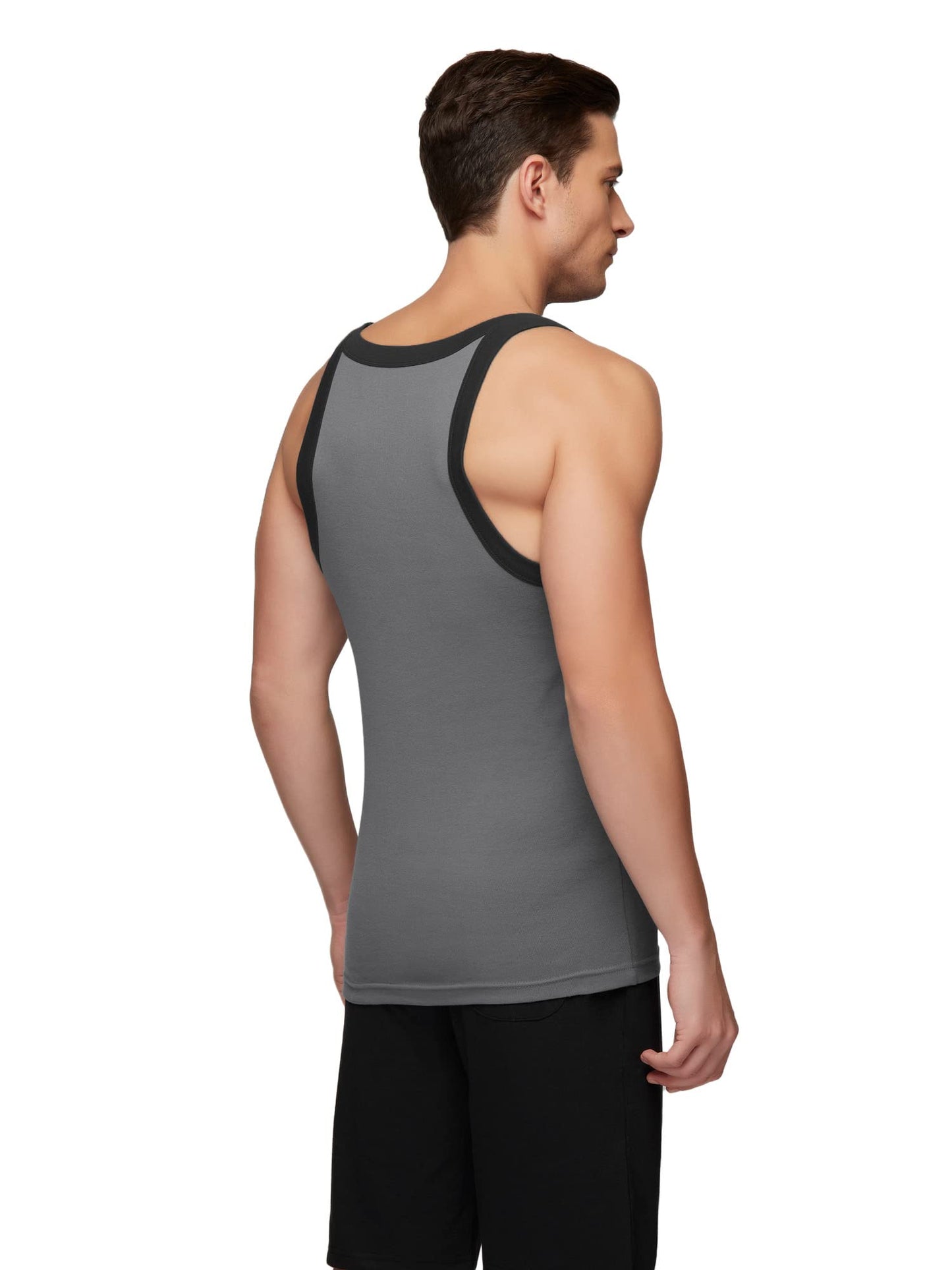 XYXX Mens Super Combed Cotton Square Neck Knitted Vest - High Moisture Absorbing Innerwear for Men with Anti-Bacterial Silver F
