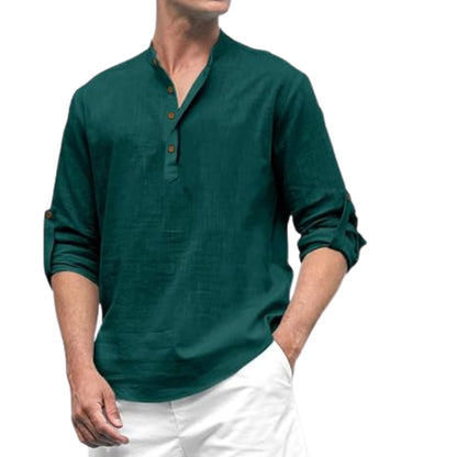 Macsivo MenS Cotton Polyster Blend Solid Short Kurta With Mandarin Collar Full Sleeve Button Closure Curved Hem Regular Fit | S
