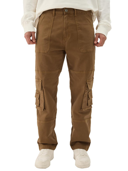 The Souled Store Solids: Rustic Men and Boys Straight Fit Cargo Pants Brown Jeans for Men Regular Fit Mens Trousers Casual Style