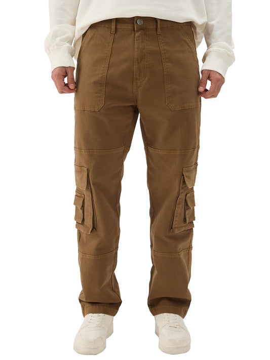The Souled Store Solids: Rustic Men and Boys Straight Fit Cargo Pants Brown Jeans for Men Regular Fit Mens Trousers Casual Style