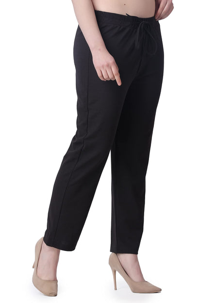 POPWINGS Casual Solid Trousers for Women || Straigh Leg Plain Women Trousers for Summer || Pull On Trousers for Women || Regular