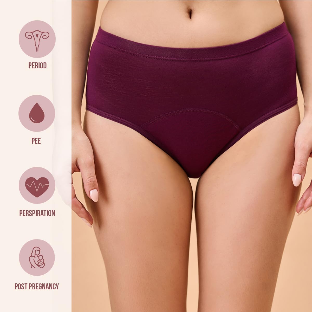 Nykd (Nyp271 Sustainable Bamboo Cotton Period Panty For Women | Leakproof, Anti Odor & Anti Bacterial Underwear With High Absorb