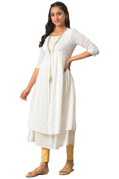 Aurelia WomenS Cotton Fit And Flare Midi Dress (23Fea13846-605269_White