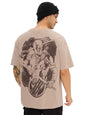 The Souled Store Official Deadpool: The Cavillrine Men and Boys Short Sleeves Round Neck Brown Graphic Printed Cotton Oversized