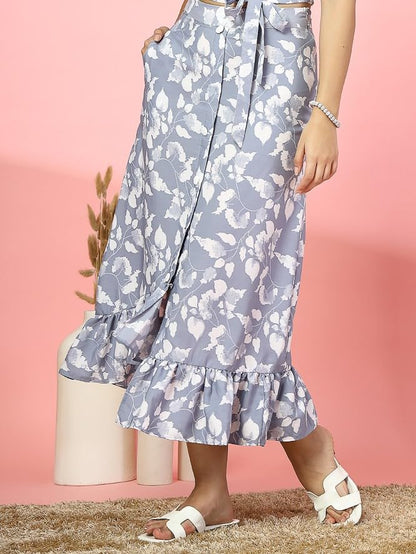 OOMPH! Long Skirts for Women Grey - msk196