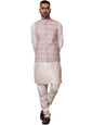 Jompers Mens Multi Sequins And Printed Nehru Jacket With Solid Kurta Pyjama Set