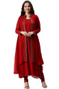 Soch Red Pure Georgette Embroidered Chudidar Set