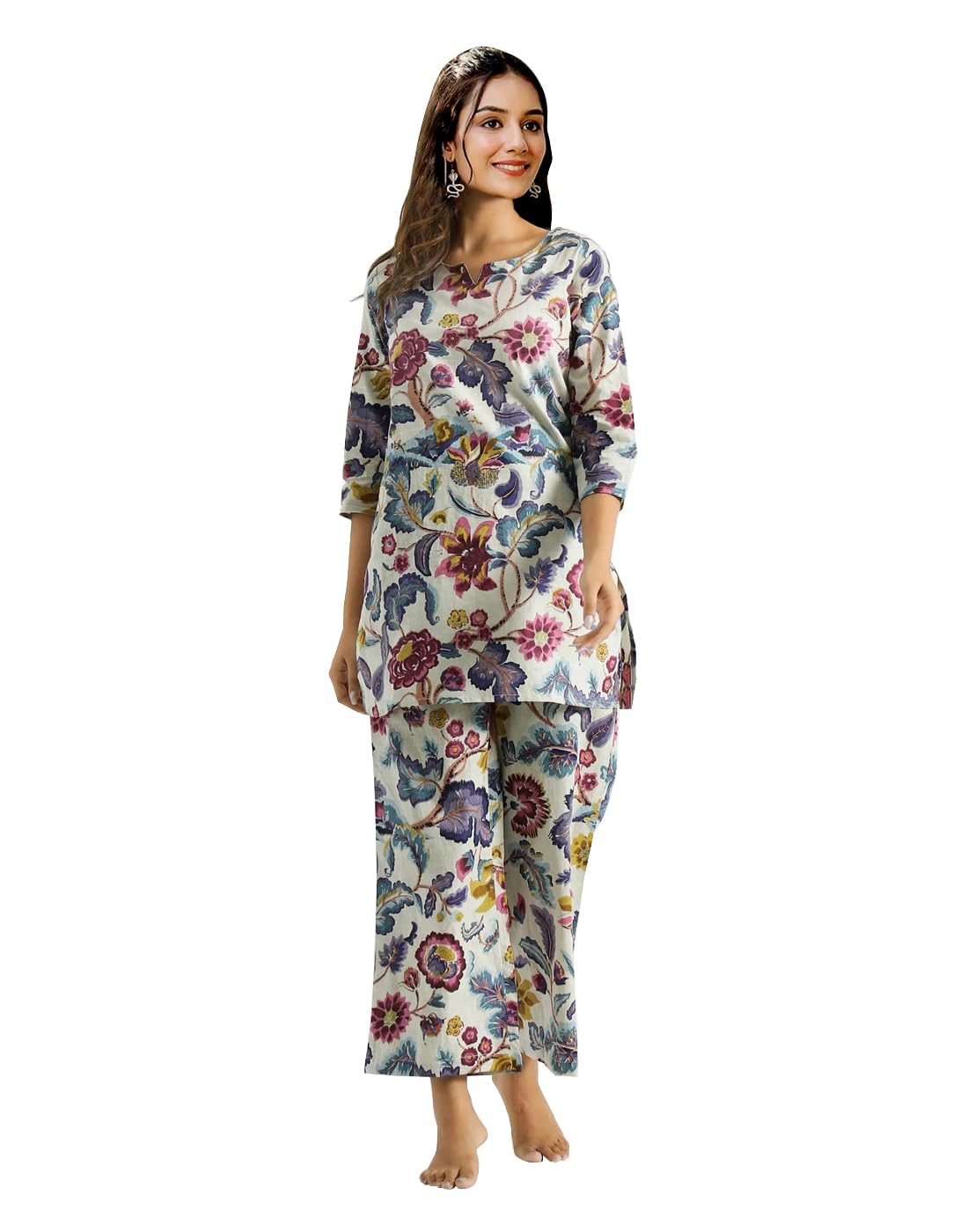 Toochki WomenS Multi Color Floral Printed Reyon Stitched Co-Ord Set Dress | Relaxed Fit For Women | Two Piece Set Kurta & Plazz