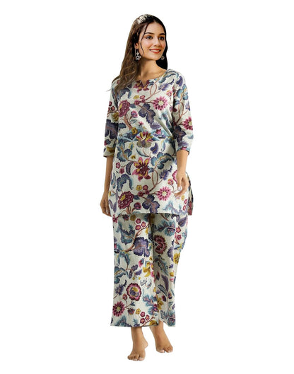 Toochki WomenS Multi Color Floral Printed Reyon Stitched Co-Ord Set Dress | Relaxed Fit For Women | Two Piece Set Kurta & Plazz