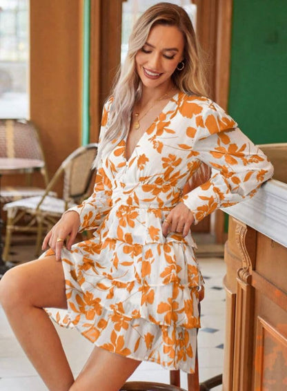 Leriya Fashion Georgette Western Above The Knee Women Party Dress (Lf-Wd1266_Orange