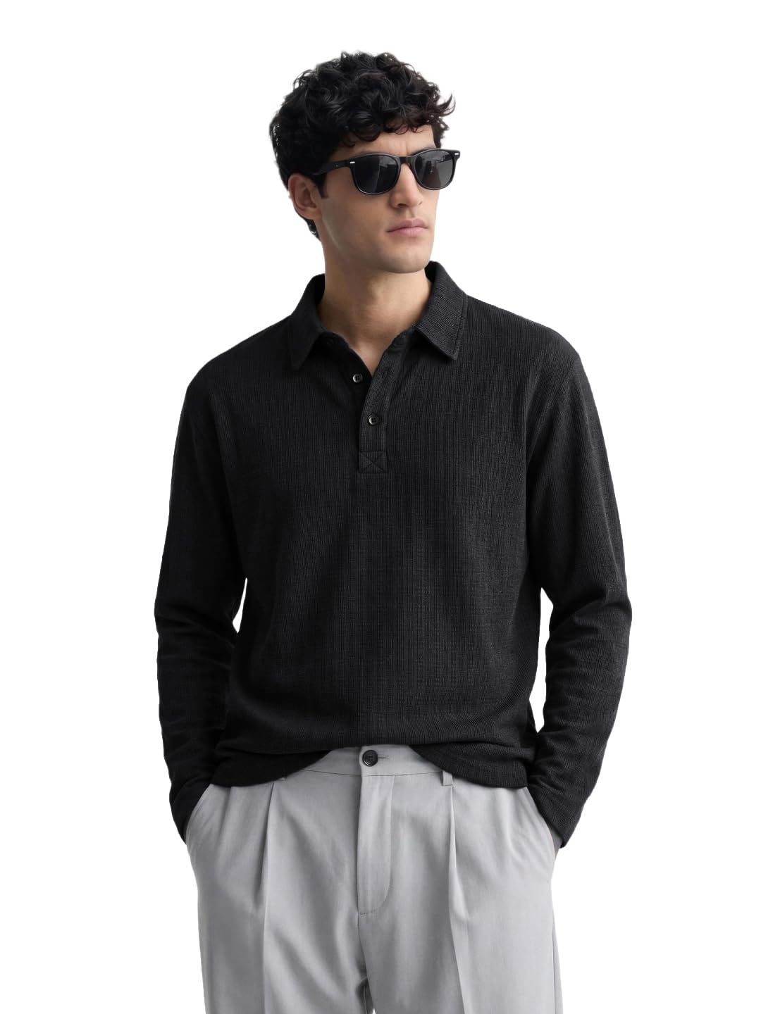 The Indian Garage Co Mens Relaxed Fit Textured Full Sleeves Sweater