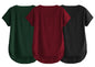 Fabricorn Combo Of Three Plain Maroon, Bottle Green And Black V-Neck Up And Down Cotton Tshirt For Women (Maroon, Bottle Green,