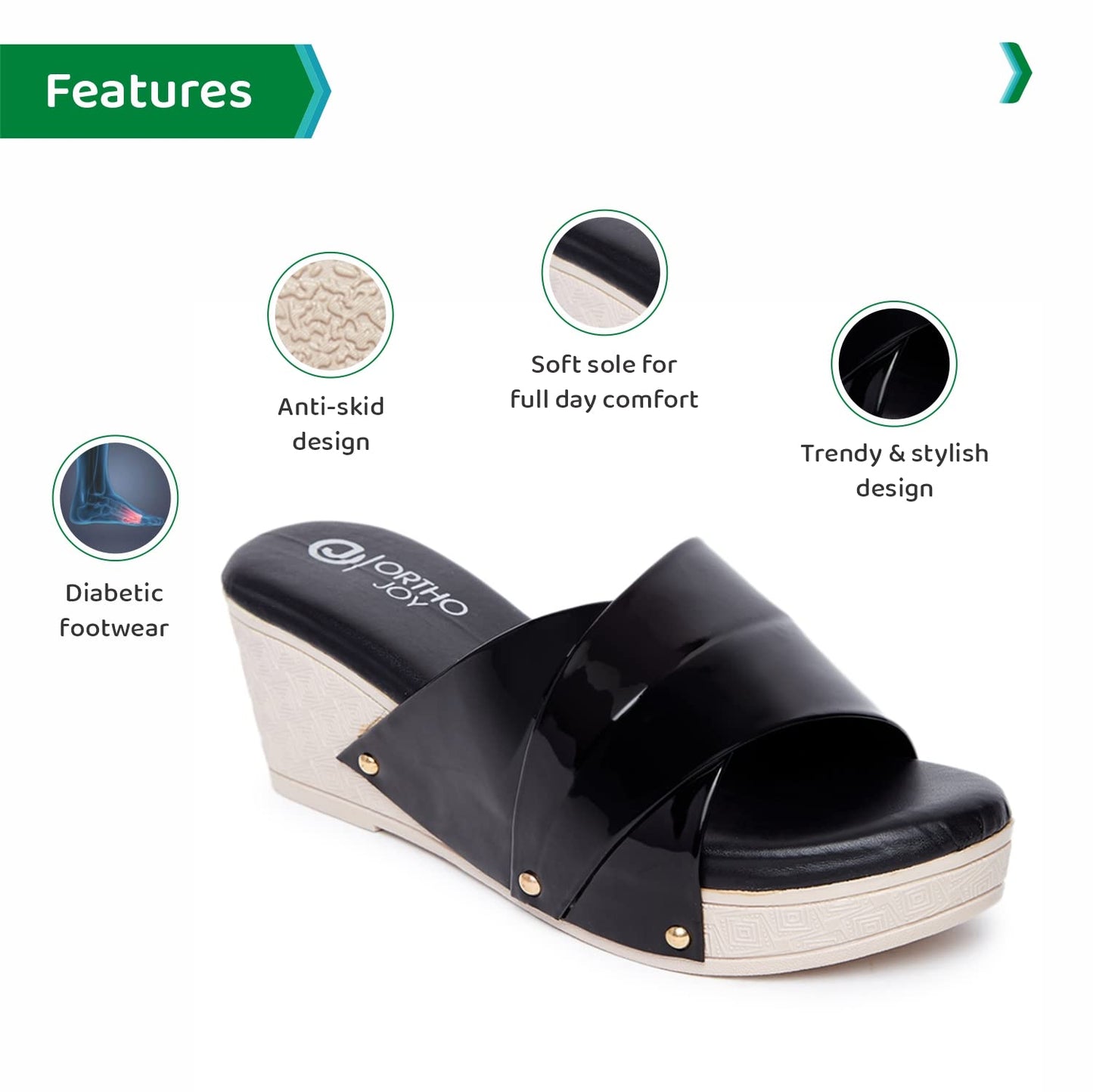 Ortho Joy Fancy Doctor Slippers | Soft Chappal For Women | Comfortable Wedges Sandals For Women Stylish