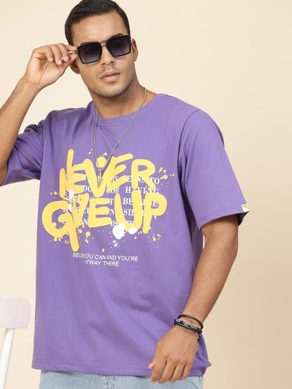 Rigo Terry Printed Oversized T-Shirt for Men | Drop Shoulder, Half Sleeves T-Shirt for Men | Oversized Baggy Fit T-Shirt for Men